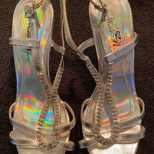 Silver Jeweled Heels